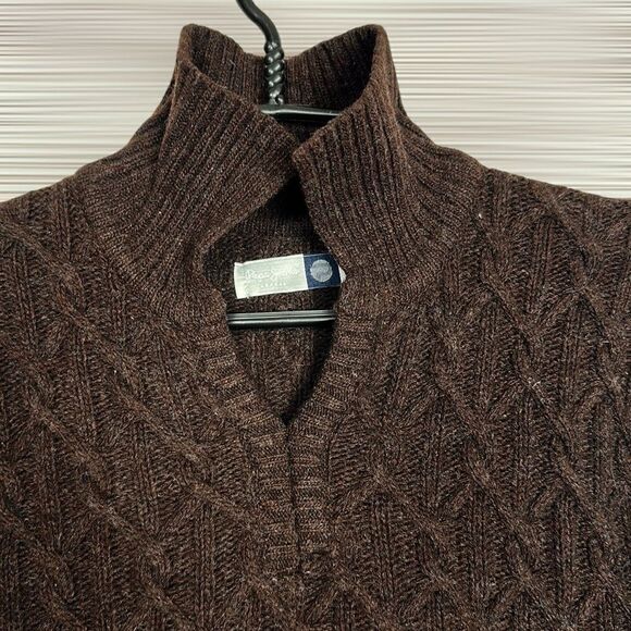 Pepe Jeans London Unisex Brown Wool Blend Collared Cable Knit Sweater M-L - Picture 6 of 14